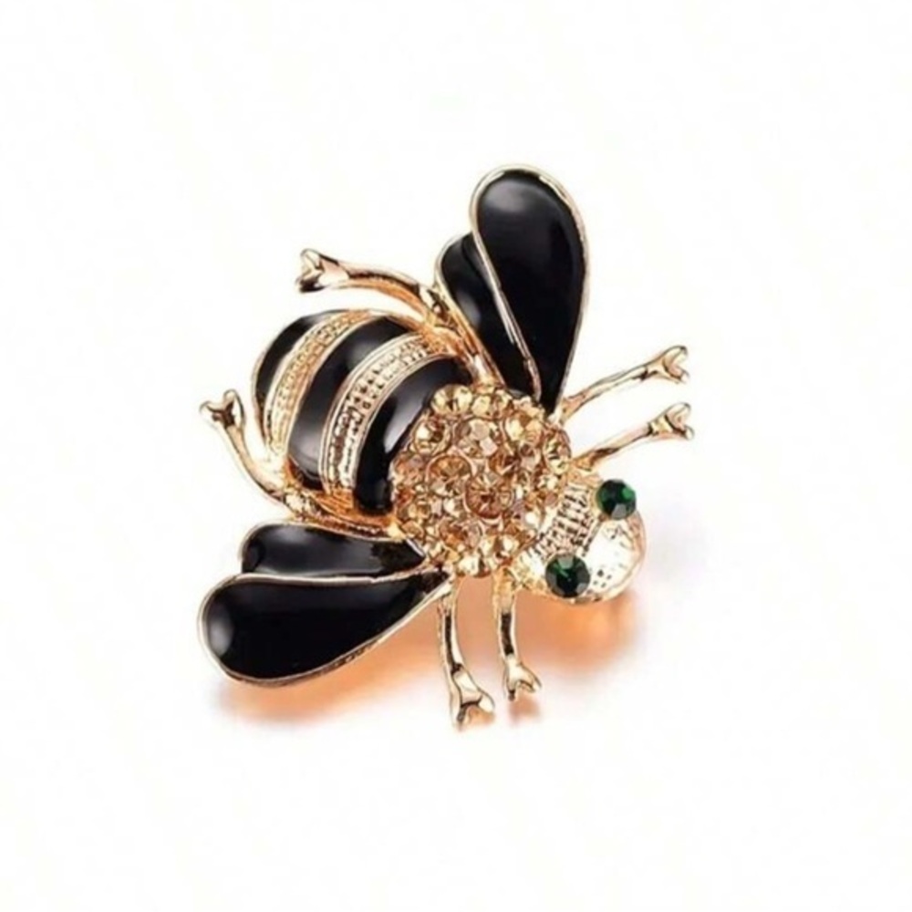 ✨Elegant Black and Gold Bee Brooch